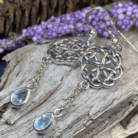 Kate Celtic Knot Earrings - Blue Topaz