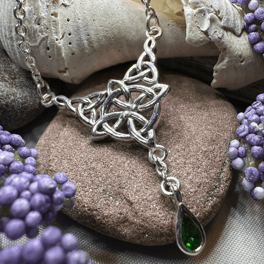 Celtic Compass Necklace - Emerald Crystal