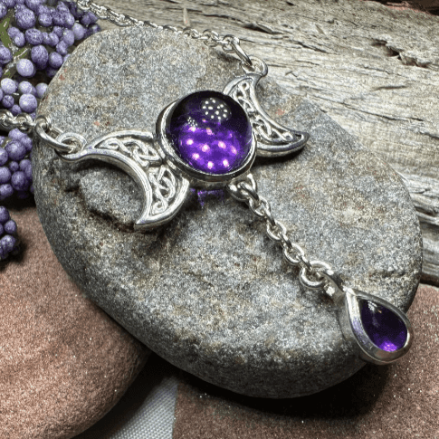 Celtic Moon Necklace - Amethyst