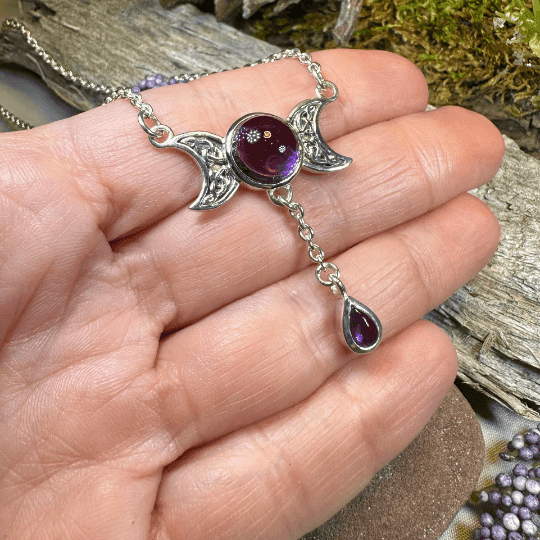 Celtic Moon Necklace - Amethyst