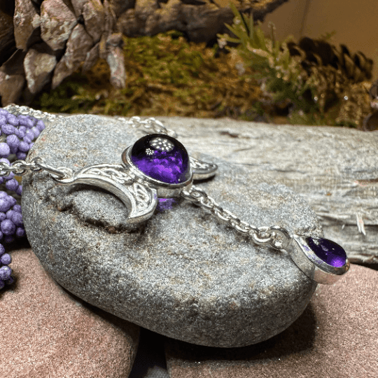 Celtic Moon Necklace - Amethyst