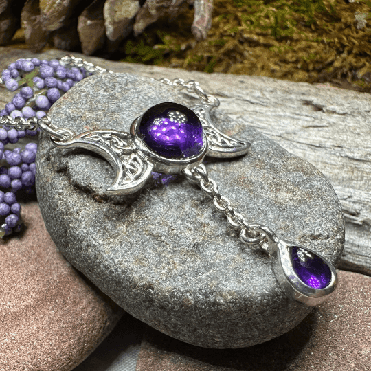 Celtic Moon Necklace - Amethyst