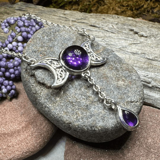Celtic Moon Necklace - Amethyst