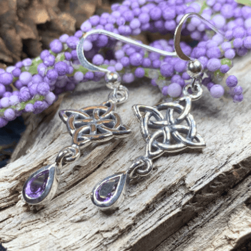 Quaternary Celtic Knot Earrings - Garnet