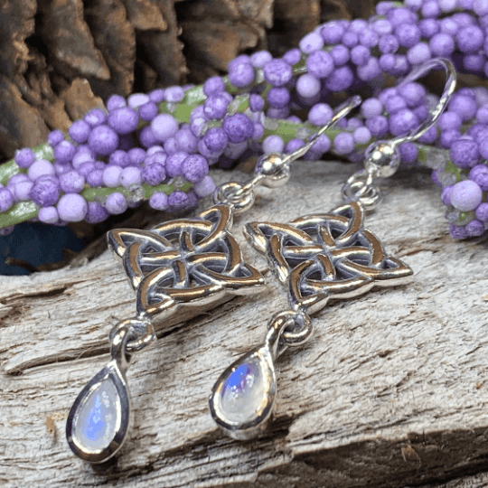 Quaternary Celtic Knot Earrings - Moonstone