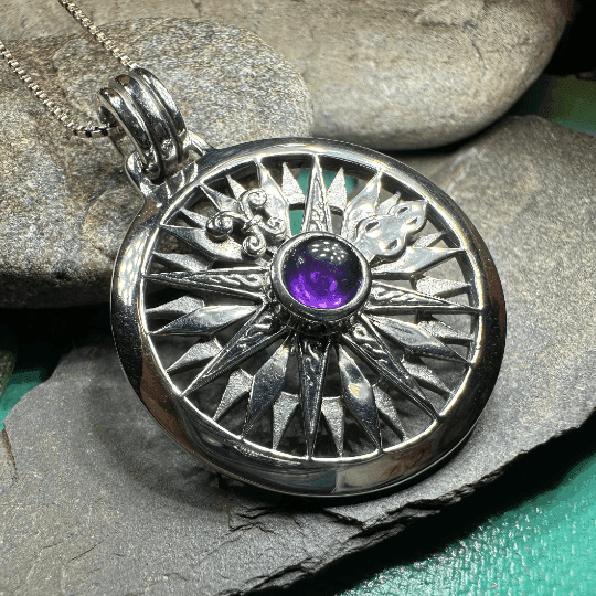Celtic Compass Amethyst Necklace - 18