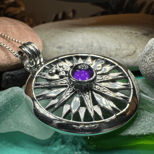 Celtic Compass Amethyst Necklace - 18