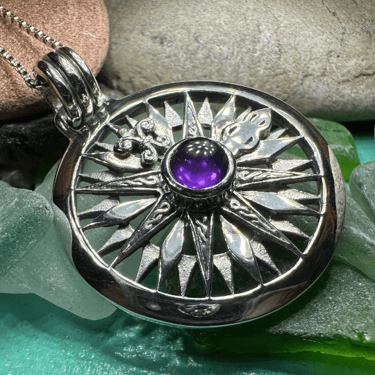Celtic Compass Amethyst Necklace - 18