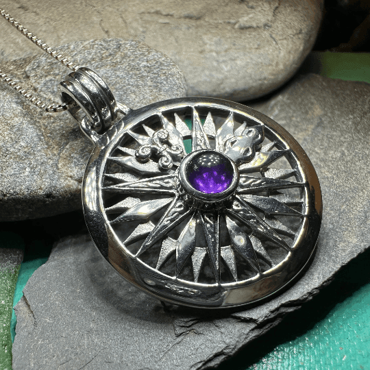 Celtic Compass Amethyst Necklace - 18