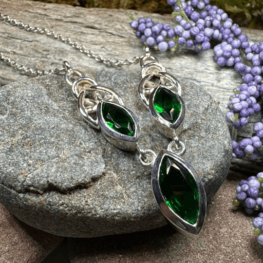 Grace Celtic Knot Necklace - Emerald Crystal