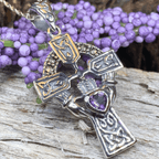 Claddagh Cross Necklace - Amethyst / 18