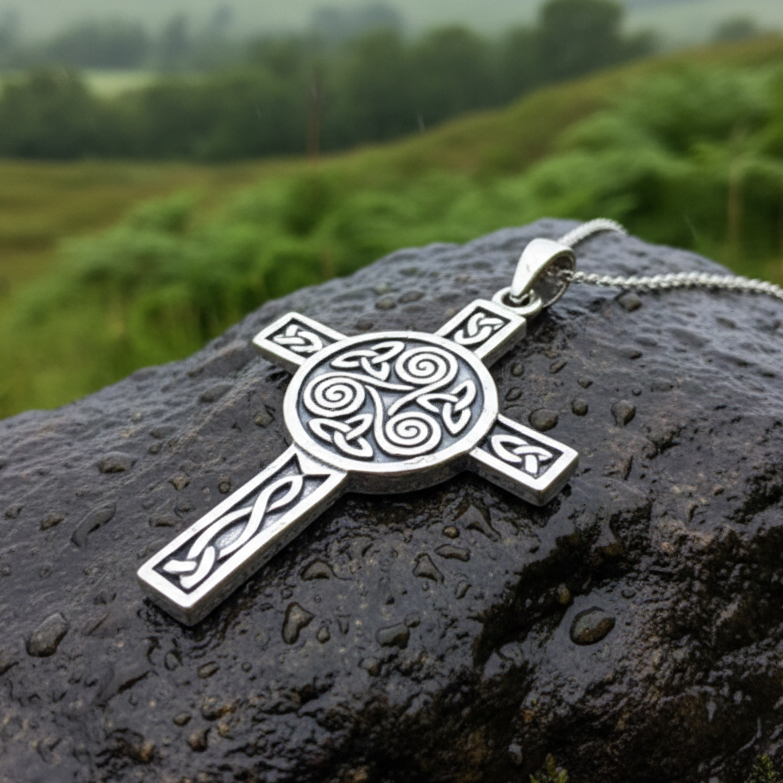 Triskel Celtic Cross Necklace