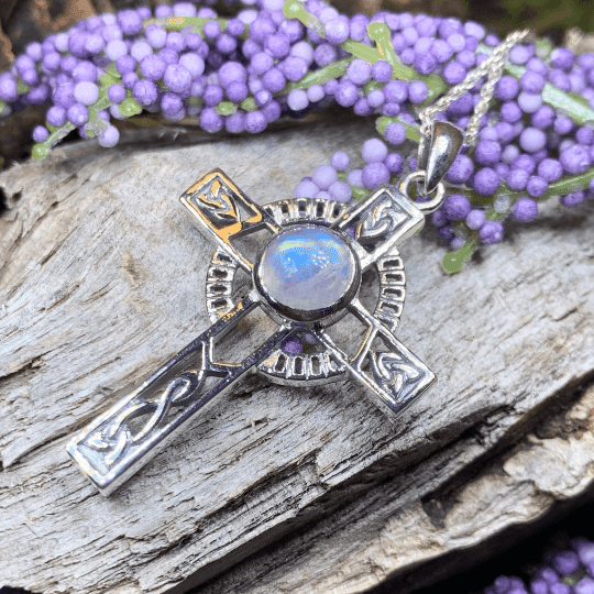 Lanis Celtic Cross Necklace - Moonstone