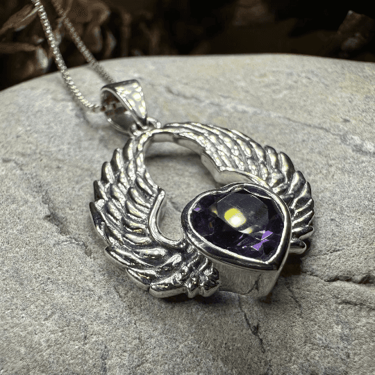 Sidney Angel Wings Necklace - Amethyst / 18
