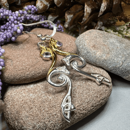 Mystic Dreamer Trinity Knot Earrings - Amethyst