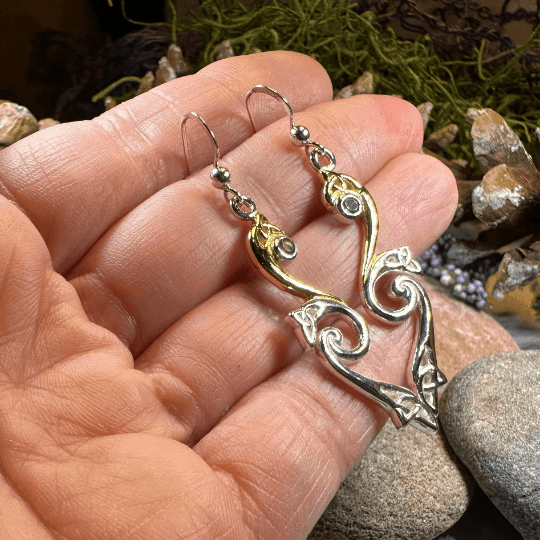 Mystic Dreamer Trinity Knot Earrings - Amethyst