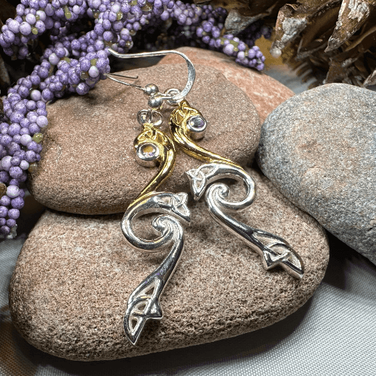 Mystic Dreamer Trinity Knot Earrings - Amethyst