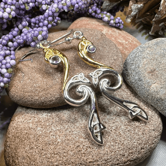 Mystic Dreamer Trinity Knot Earrings - Amethyst