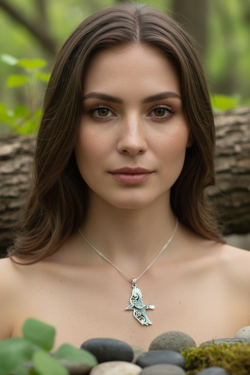 Oryx Celtic Raven Necklace