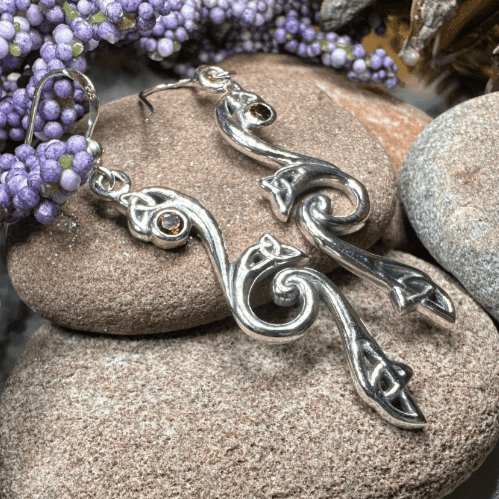Graceful Trinity Knot Earrings - Amethyst