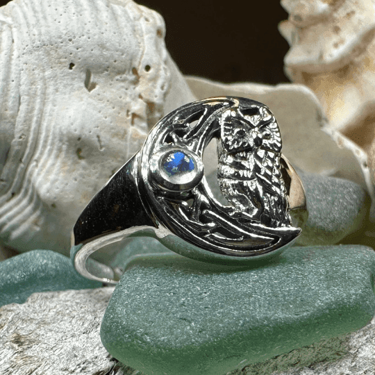 Celtic Owl Moon Ring - 4