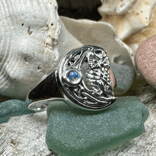 Celtic Owl Moon Ring - 4