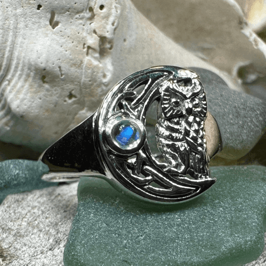Celtic Owl Moon Ring - 4