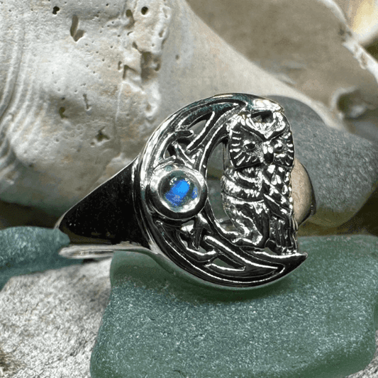 Celtic Owl Moon Ring - 4