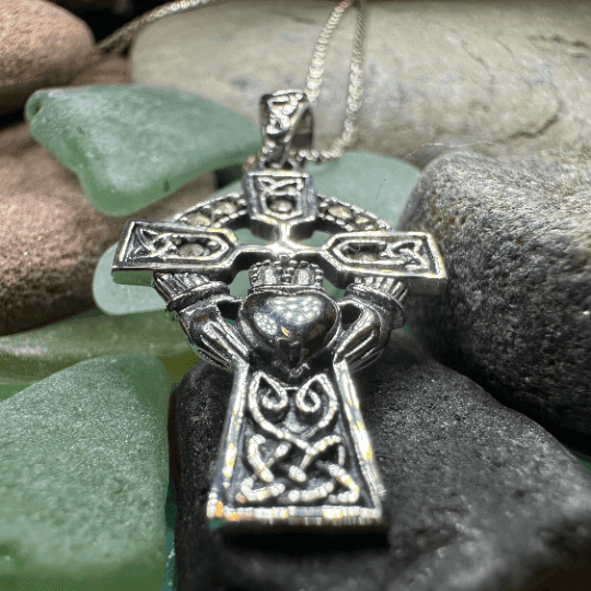 Marcasite Claddagh Cross Necklace - 18