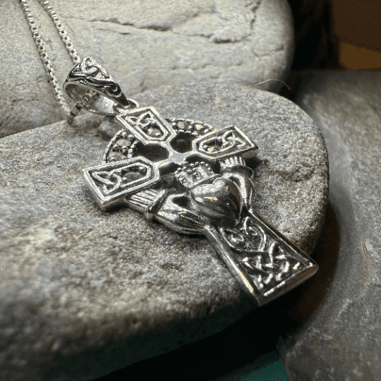 Marcasite Claddagh Cross Necklace - 18
