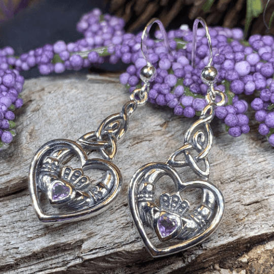 Careena Claddagh Earrings - Amethyst