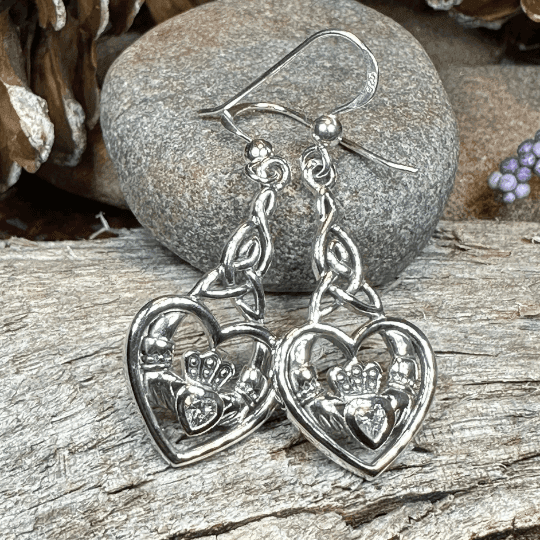 Careena Claddagh Earrings - Diamond Zirconia