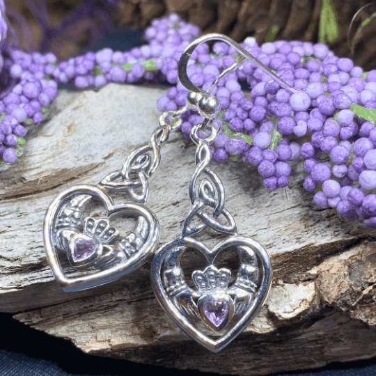 Careena Claddagh Earrings - Amethyst