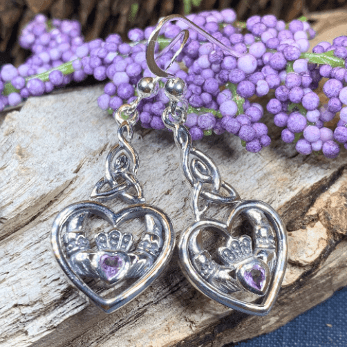 Careena Claddagh Earrings - Amethyst