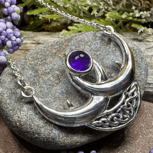 Beauty of Triple Moon Necklace - Amethyst