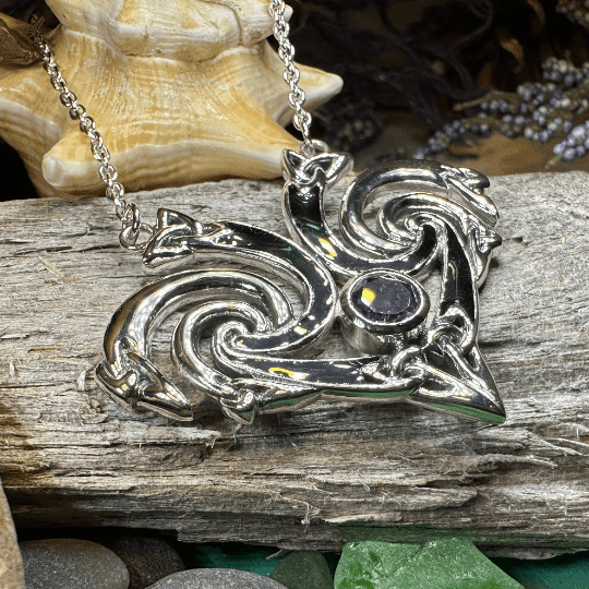 Marsaili Trinity Knot Necklace - Amethyst