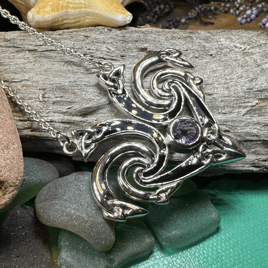 Marsaili Trinity Knot Necklace - Amethyst