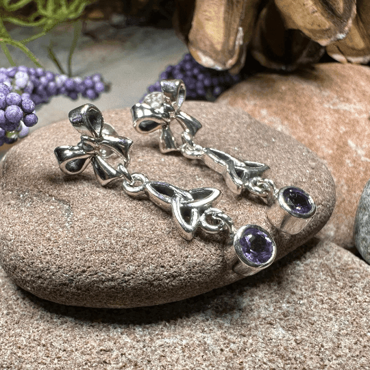 Joy Trinity Knot Earrings - Amethyst