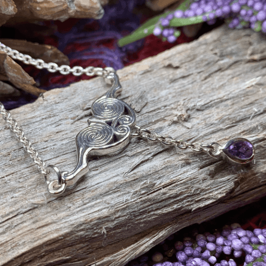 Liosa Celtic Spiral Necklace - Amethyst