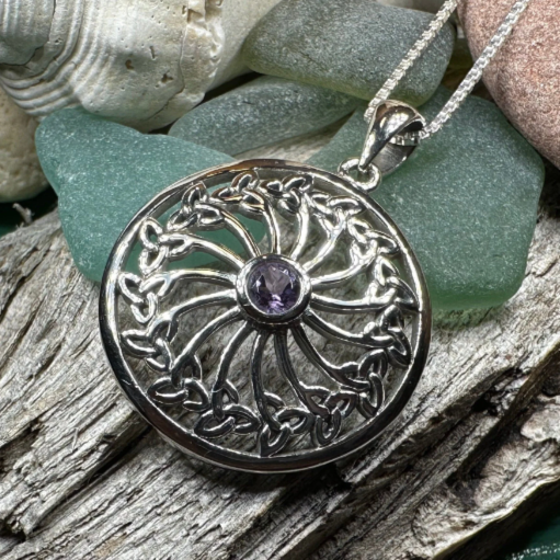 Wheel of Life Trinity Knot Necklace