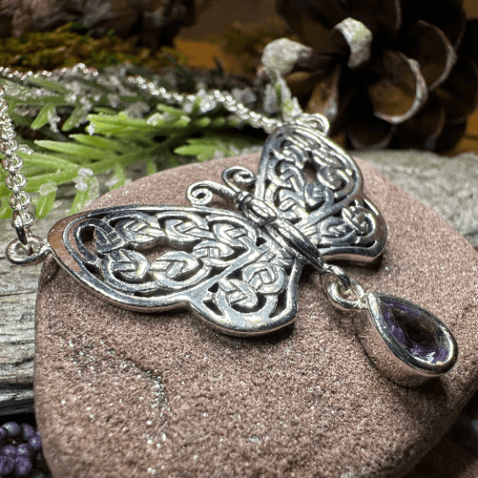 Celtic Butterfly Necklace - Amethyst