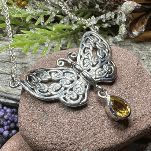 Celtic Butterfly Necklace - Citrine