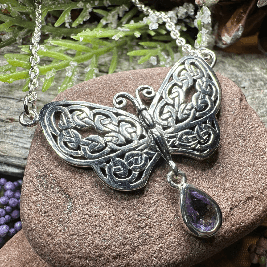 Celtic Butterfly Necklace - Amethyst