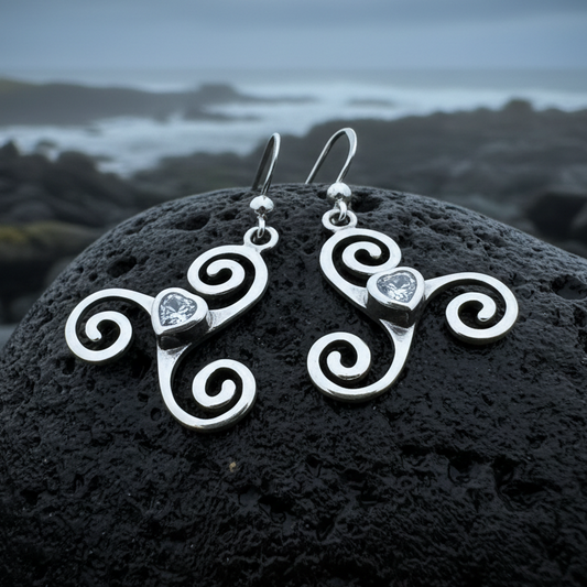 Triple Spiral Heart Earrings
