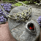 Celtic Double Knot Necklace - Garnet