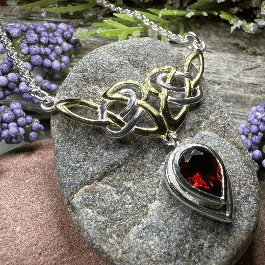 Celtic Double Knot Necklace - Garnet