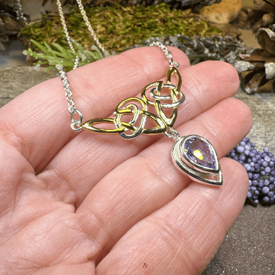 Celtic Double Knot Necklace - Garnet