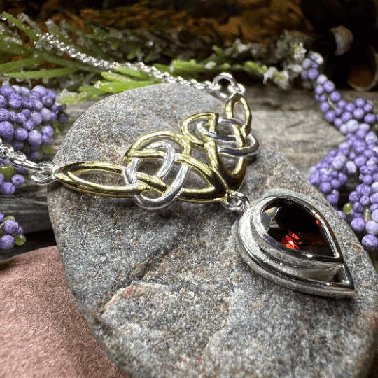 Celtic Double Knot Necklace - Garnet