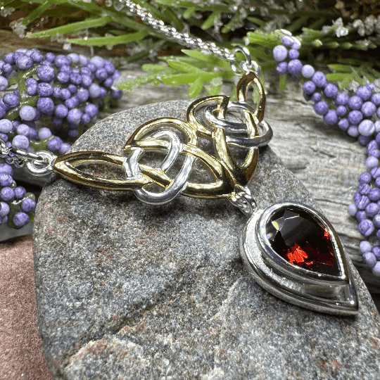 Celtic Double Knot Necklace - Garnet