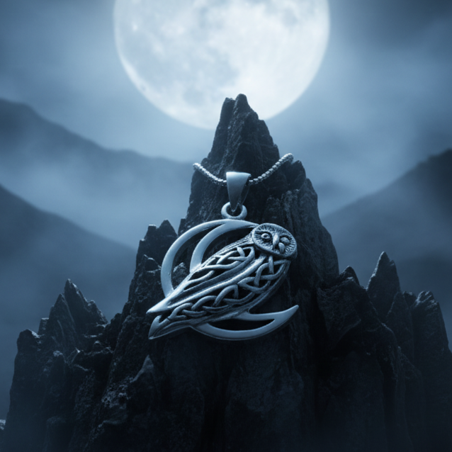 Celtic Midnight Owl Necklace